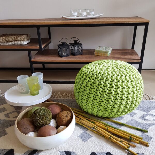 Pouf tabouret tricoté Ø 45 H 30 cm pouf d'assise cm coussin de sol tricoté – Image 5
