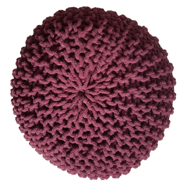 Pouf tabouret tricoté Ø 45 H 30 cm pouf d'assise cm coussin de sol tricoté – Image 3
