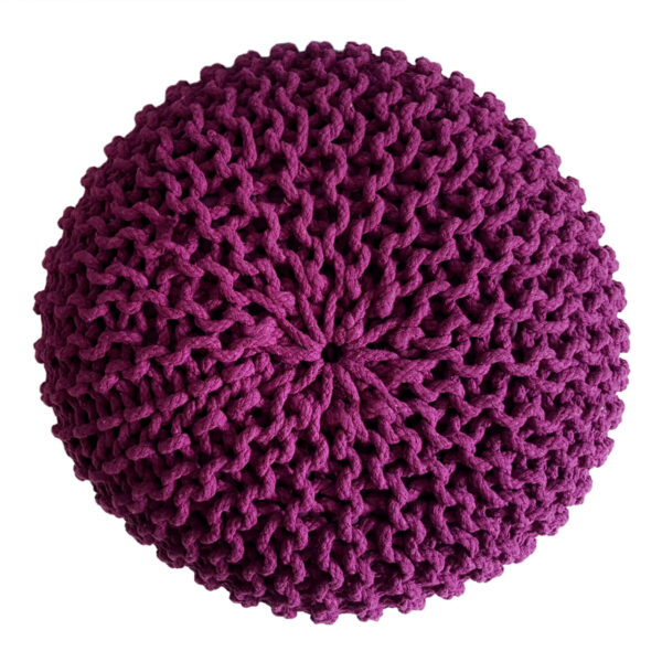 Pouf tabouret tricoté Ø 45 H 30 cm pouf d'assise cm coussin de sol tricoté – Image 2