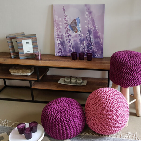 Pouf tabouret tricoté Ø 45 H 30 cm pouf d'assise cm coussin de sol tricoté – Image 6