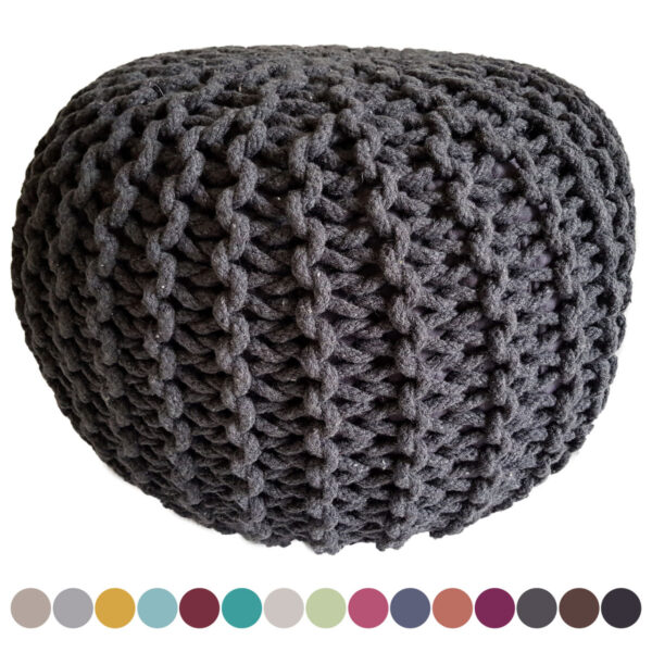 Pouf tabouret tricoté Ø 45 H 30 cm pouf d'assise cm coussin de sol tricoté