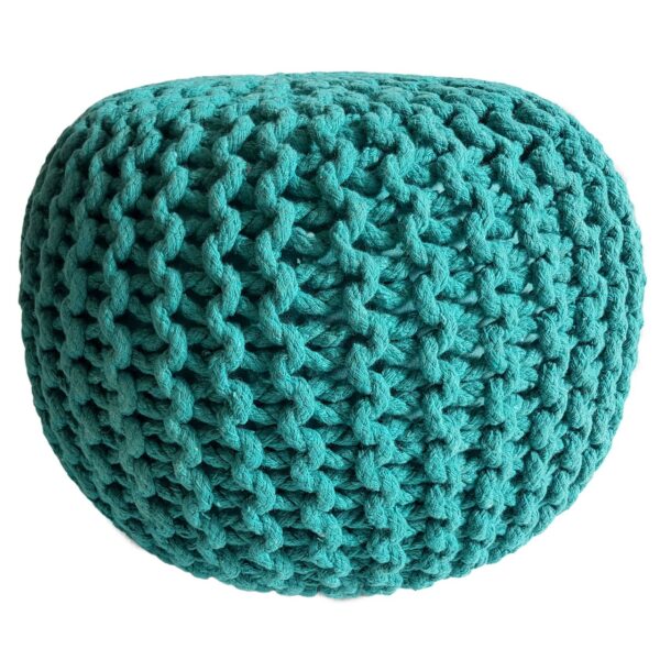 Pouf tabouret tricoté Ø 45 H 30 cm pouf d'assise cm coussin de sol tricoté – Image 2