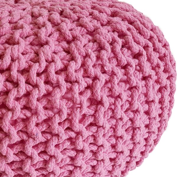 Tabouret Pouf SET 2 pièces Ø 55 cm H 37 cm Tabouret tricoté coussin de sol aspect tricot grossier durable – Image 7