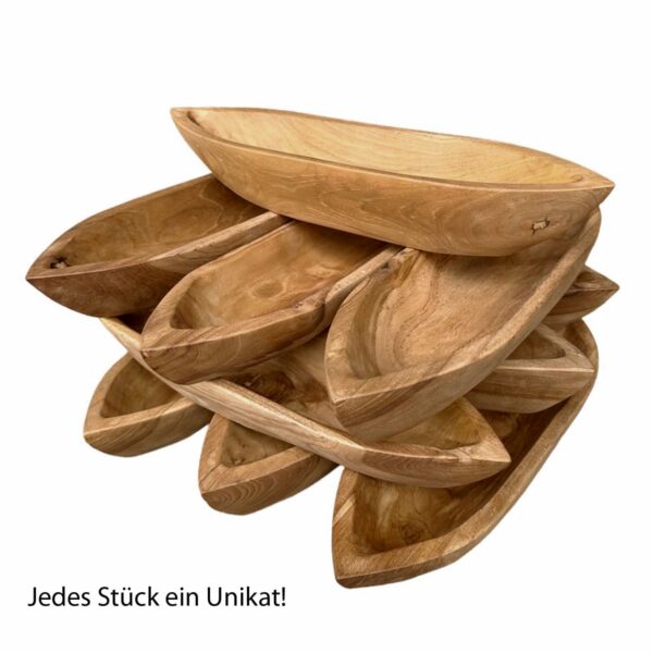 Bol en teck 45x13cm en forme de bateau Produit naturel unique en teck massif – Image 7
