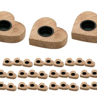 Photophore Masterbox 12x lot de 3 bougeoirs bougies chauffe-plat 12x11cm Herzilein bois de manguier