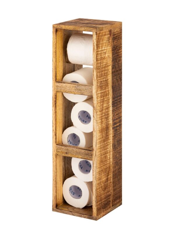 Porte papier toilette porte papier toilette bois 17x17 H 65 cm porte papier toilette carré bois de manguier – Image 4