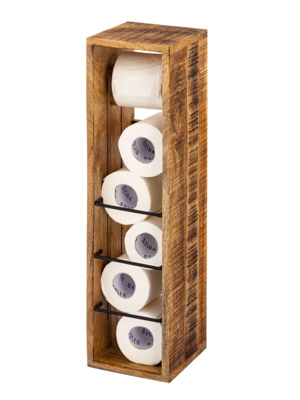 Porte papier toilette porte papier toilette bois 17x17 H 65 cm porte papier toilette carré bois de manguier