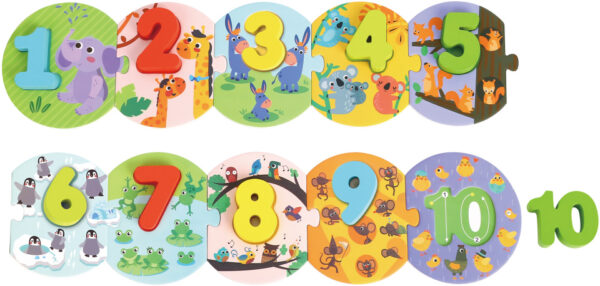 Educational toys Puzzle des chiffres Jouet éducatif en bois 20 pièces - Tooky Toy – Image 9