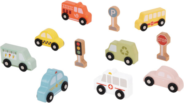 Toy vehicles Ensemble de véhicules et de panneaux de signalisation en bois 12 pièces - Tooky Toy – Image 12