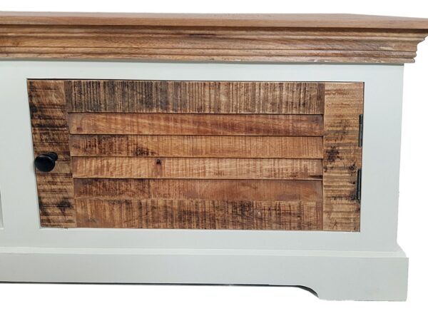 Meuble TV bas meuble TV L 114 H 45 cm meuble TV en bois massif Ibiza blanc bois de manguier massif – Image 3