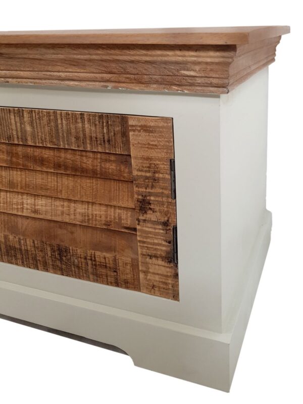Meuble TV bas meuble TV L 114 H 45 cm meuble TV en bois massif Ibiza blanc bois de manguier massif – Image 5