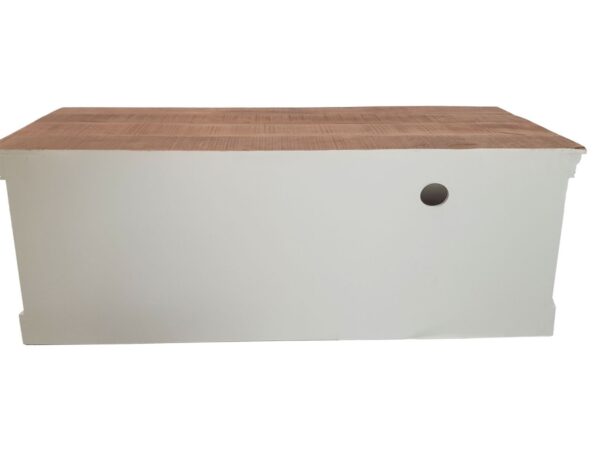 Meuble TV bas meuble TV L 114 H 45 cm meuble TV en bois massif Ibiza blanc bois de manguier massif – Image 7