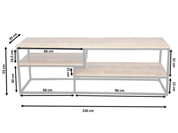 Meuble TV meuble TV meuble TV 150 x 51 x 36 cm structure métal Liverpool noir mat – Image 5