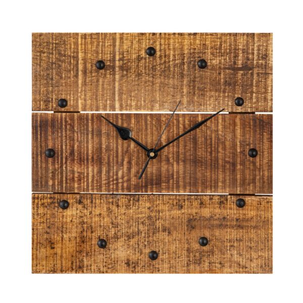 Horloge murale en bois 30x30cm salon en bois carré silencieux en bois de manguier massif