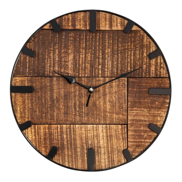 Horloge en bois ø 30 cm horloge murale horloge de salon moderne ronde en bois vintage silencieuse en bois de manguier massif