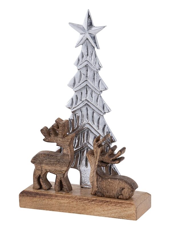 Figurine décorative Sapin de Noël avec cerf 20x31cm Masterbox 8 pièces Décoration de Noël en aluminium – Image 3
