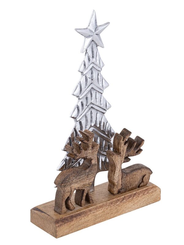 Figurine décorative Sapin de Noël avec cerf 20x31cm Masterbox 8 pièces Décoration de Noël en aluminium – Image 4