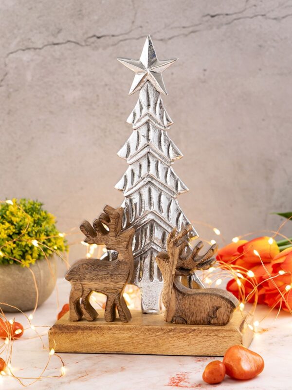 Figurine décorative Sapin de Noël avec cerf 20x31cm Masterbox 8 pièces Décoration de Noël en aluminium – Image 6