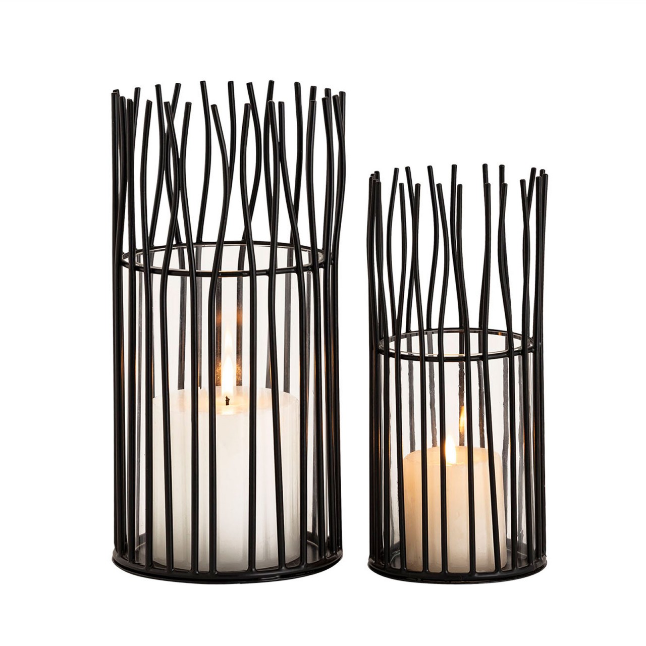 Lanterne set de 8 pièces 2 x 4 bougeoirs VE photophore Loft noir ou argent bougeoir – Image 2