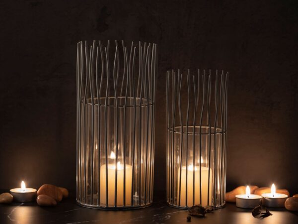Lanterne set de 8 pièces 2 x 4 bougeoirs VE photophore Loft noir ou argent bougeoir – Image 5
