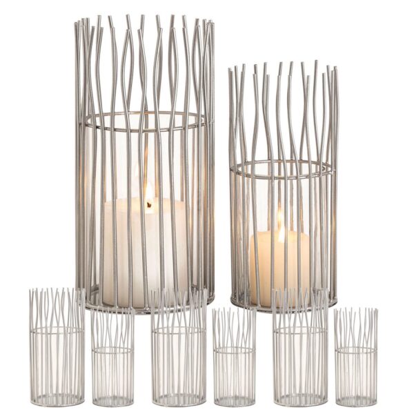 Lanterne set de 8 pièces 2 x 4 bougeoirs VE photophore Loft noir ou argent bougeoir