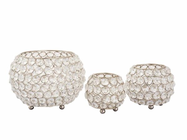 Bougeoir photophore ensemble 3 pièces bougeoir en cristal or ou argent cristal vintage – Image 4