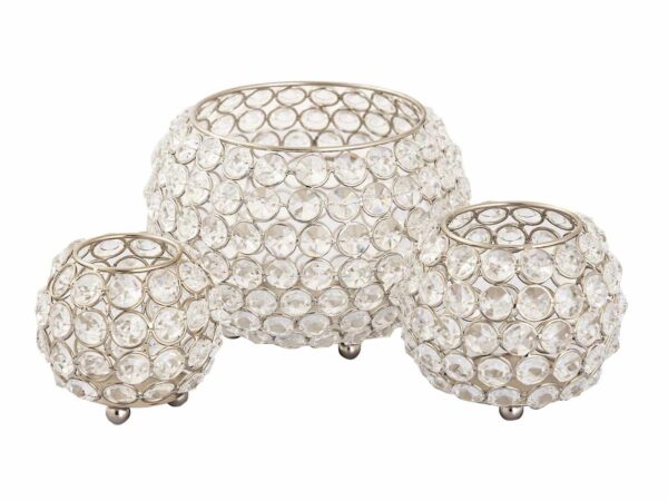 Bougeoir ensemble de 24 pièces 3 x 8 VE photophore bougeoir en cristal or ou argent Vintage Kris – Image 4