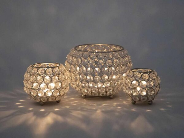 Bougeoir ensemble de 24 pièces 3 x 8 VE photophore bougeoir en cristal or ou argent Vintage Kris – Image 9
