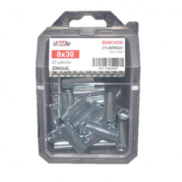 Manchon cylindrique DIN 6334 Zingué 10 x 30 mm - Coque de 20 pièces- Vendu par 4
