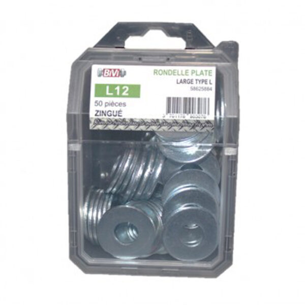 Rondelle plate large (L) NFE 25513 Zingué - Coque de 100 pièces - 8 mm- Vendu par 4