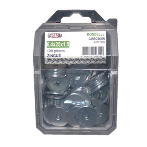Rondelle plate carrossier Zingué - Coque de 50 pièces - 10 mm- Vendu par 4