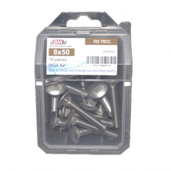 Vis tête ronde collet carré (TRCC) Inox A2 - Coque de 30 pièces - 6 x 60 mm- Vendu par 4