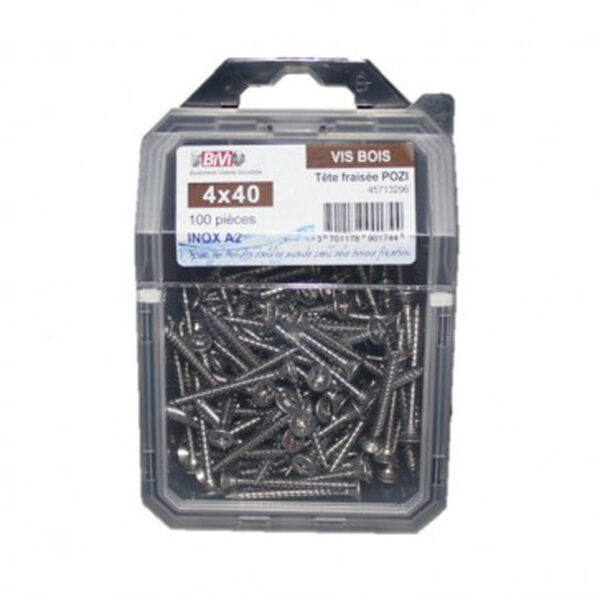 Vis pour panneaux agglomérés tête fraisée Pozidriv® Inox A2 - Coque de 50 pièces - 5 x 70 mm- Vendu par 4