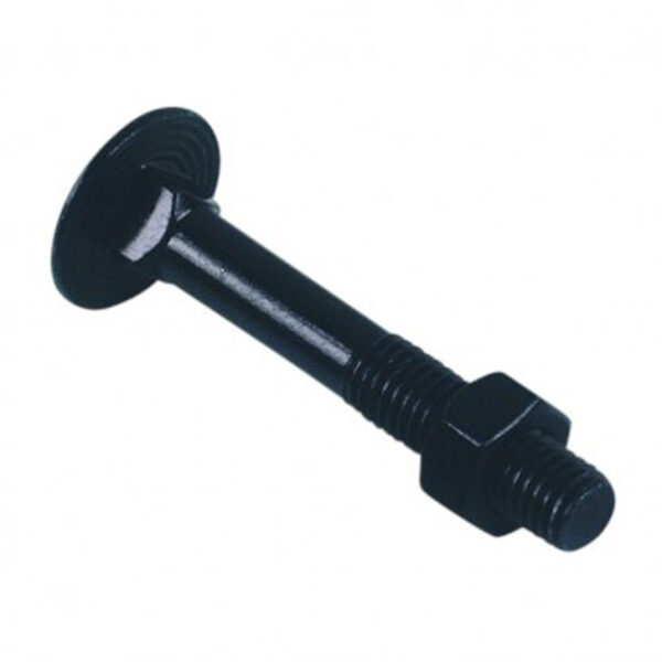 Boulon tête ronde collé carré (TRCC) Zingué noir - 6 x 60 mm- Vendu par 100
