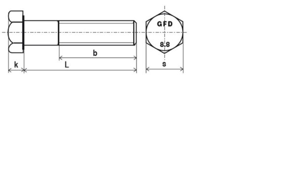 Vis tête hexagonale filetage partiel ISO 4014 classe 8.8 brut - 30 x 140 mm- Vendu par 5 – Image 2