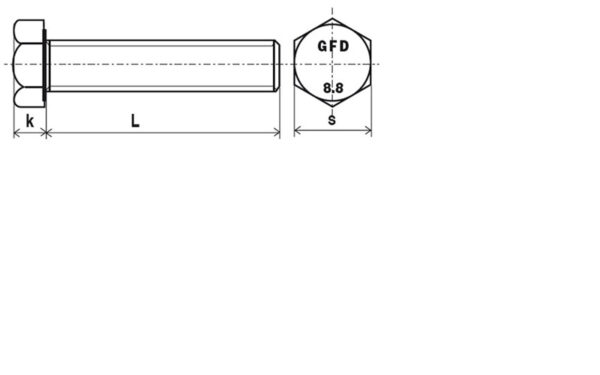 Vis tête hexagonale totalement filetée classe 8.8 brut - 14 x 50 mm- Vendu par 50 – Image 2
