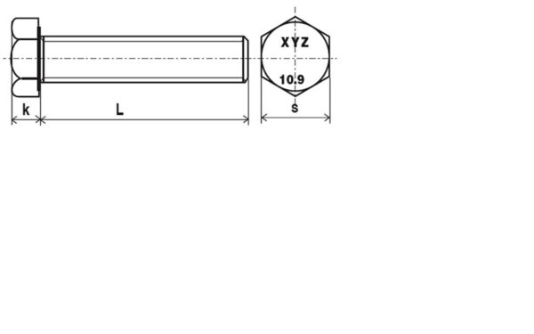 Vis tête hexagonale totalement filetée DIN 933 classe 10.9 brut - 14 x 35 mm- Vendu par 100 – Image 2