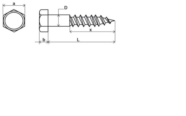 Vis à bois tête hexagonale (Tirefond) Inox A2 - 10 x 90 mm- Vendu par 50 – Image 2