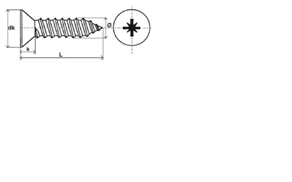Vis à tôle tête fraisée Pozidriv® Inox A2 - 6,3 x 80 mm- Vendu par 100 – Image 2