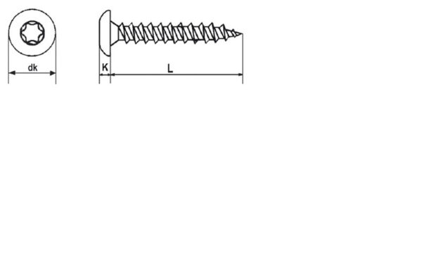 Vis pour penture Torx® Zingué noir - 6 x 45 mm- Vendu par 200 – Image 2