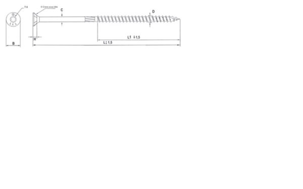 Vis pour construction bois tête fraisante Torx® Zingué - 6 x 120 mm- Vendu par 100 – Image 2