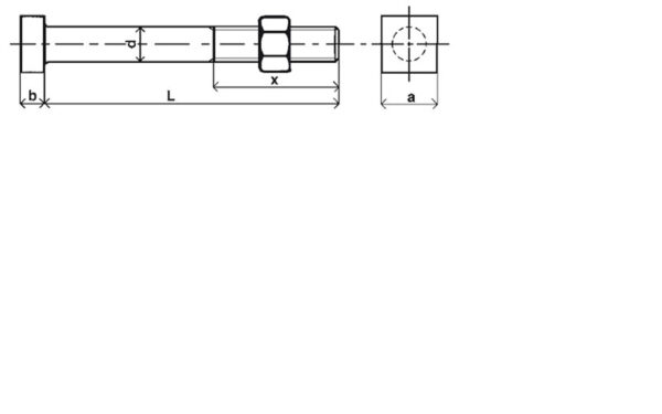 Boulon tête carrée Zingué - 14 x 160 mm- Vendu par 50 – Image 2