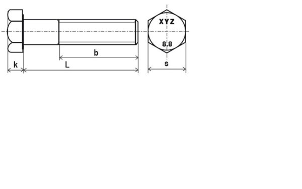 Vis tête hexagonale filetage partiel ISO 4014 classe 8,8 Zingué - 6 x 25 mm- Vendu par 500 – Image 2