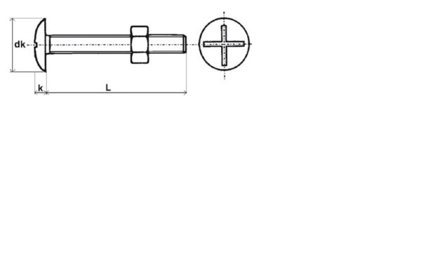 Boulon poêlier tête ronde large fendue en croix NFE 25129 ISO 4032 Zingué - 10 x 70 mm- Vendu par 50 – Image 2