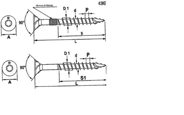 Vis bois FX5 tête fraisée Torx® filetage partiel Zingué 5 x 80 mm- Vendu par 200 – Image 2