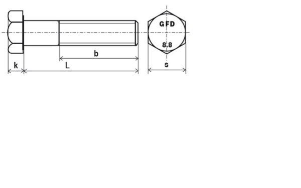 Vis tête hexagonale filetage partiel 8.8 Zingué CR3 200HBS ou bichromaté - 20 x 80 mm- Vendu par 25 – Image 2