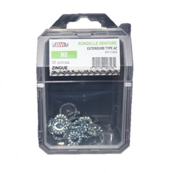 Rondelle éventail à dentures extérieures (AZ) DIN 6798 A Zingué - 10 mm en Coque de 100 pièces- Vendu par 4