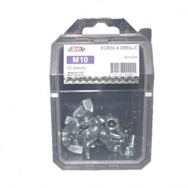 Écrou à oreilles forme américaine Zingué - Coque de 25 pièces - 6 mm- Vendu par 4