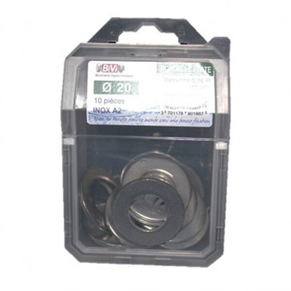 Rondelle plate moyenne (M) NFE 25514 Inox A2 - Coque de 25 pièces - 10 mm- Vendu par 4