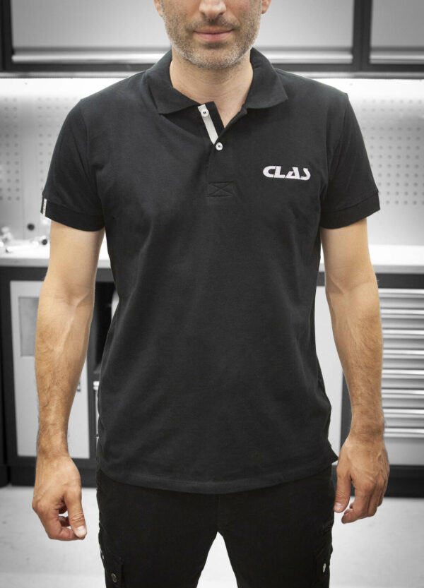 Polo noir pique (s)Polo à manches courtes à maille piquée (taille S) 100% coton ringspun Noir - AP 5300 - CLAS Equipements